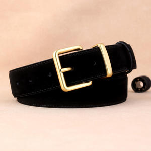 Cinturón de gamuza de piel de vaca auténtica de alta gama para mujer con hebilla de aleación, cinturón de cuero genuino de alta calidad para mujer - Product Image 1