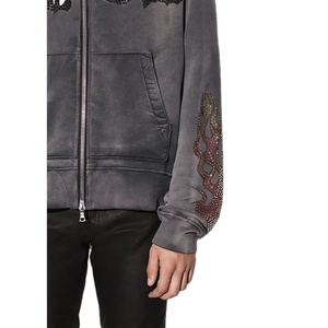 Custom Blank Screen Printing Thermal Hoodie Man Embroidered Rhinestone Plain Zip up Cotton No <b>String</b> Oversized Men`s <b>Hoodies</b> - Product Image 4