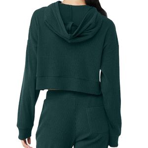 Sudaderas con capucha de alta calidad para mujer, chándales de 2 piezas, algodón, poliéster, transpirable, antiarrugas, Top corto, sudaderas con capucha y sudaderas con capucha para mujer - Product Image 2