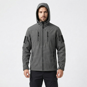 Veste softshell imperméable à capuche pour homme, doublée polaire, coupe-vent, légère, pour l'hiver, randonnée et chasse - Product Image 2