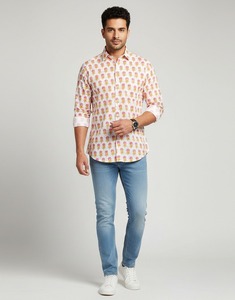 Camisa Formal de Algodón para Hombre con Rayas Estampadas a Mano Tradicionales |   Camisa Batik Transpirable y Ecológica de Manga Corta con Cuello Camisero - Product Image 5