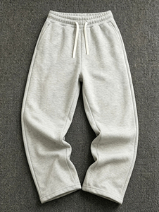 <b>Men's</b> casual athletic <b>trousers</b>, <b>summer</b> jogging <b>trousers</b>, loose straight leg design side pockets, drawstring elastic waistband - Product Image 1