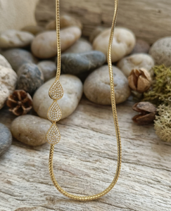 Divyoro Gold Plated <b>Rope</b> <b>Chain</b> Pendant Necklace Three Pear Cut Diamond Water Drop Charms Unisex Classic Luxury Everyday Wear - Product Image 2