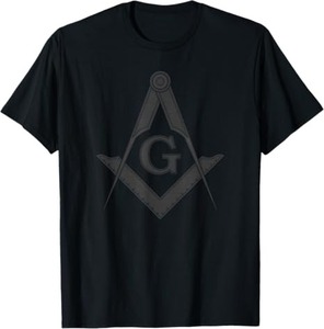 T-shirt Maître Maçon avec écusson carré et compas maçonniques noirs, importé, à enfiler - Product Image 1