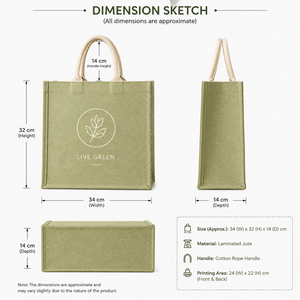 Sac fourre-tout en jute laminé avec fermeture à bouton, poignée en corde de coton, réutilisable, sac de shopping, sac cadeau personnalisé avec logo, marque AMANI - Product Image 2