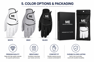 Custom Logo Cabretta Leather Golf Gloves Men Sheepskin Palm Non <b>Slip</b> Breathable <b>Full</b> Finger Golf Grip Gloves - Product Image 4
