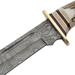 Couteau de chasse artisanal 2026 en acier Damas, lame fixe, manche en cuir, bord droit, modèle court, vente en gros - Product Image 6