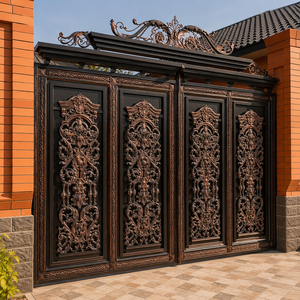 Portail Principal de Luxe en Fer Forgé Bronze Foncé Orné, Quatre Panneaux, Style Baroque, pour Entrée de Villa, Portail de Sécurité en Métal, Design et Mobilier - Product Image 3
