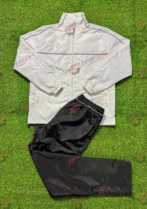 Ensemble de survêtement deux pièces personnalisé pour homme, blanc et noir, décontracté, en polyester satiné, séchage rapide, pour le printemps - Product Image 5