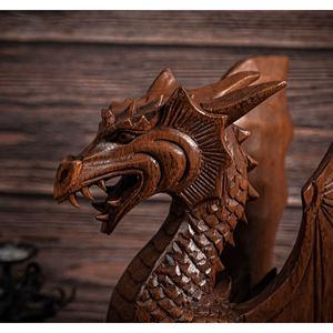 Escultura de Dragón Hecha a Mano en Madera Dura, Figura de Dragón de Madera Premium para Regalos, Obra de Arte Tradicional de Tallado en Madera de Dragón - Product Image 2