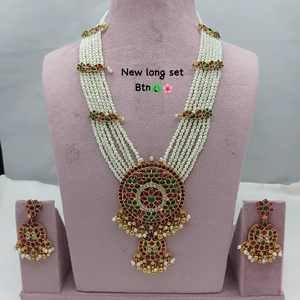 High Quality Traditional South Indian Ethnic Brass Bridal <b>Set</b> Zircon Flower Design Rose Gold Plated Party Anniversary Gift - Product Image 1