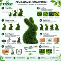 Gazon artificiel en forme de lapin, fausse topiaire verte en PE, résistante aux UV, pour intérieur, extérieur, jardin, patio, balcon