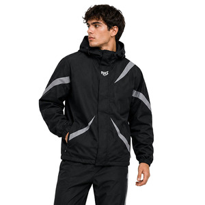 Chaqueta Cortavientos con Capucha y Panel Reflectante Personalizado en Negro para Hombre, Resistente al Agua, Ropa de Entrenamiento para Exteriores, Fabricante OEM ODM - Product Image 4