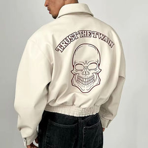 Custom Motorcycle <b>Jacket</b> Embroidery Logo Genuine <b>Leather</b> Baseball Bomber Crop Varsity <b>Jacket</b> for <b>Men</b> - Product Image 2