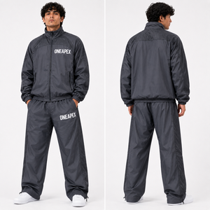 Ensemble de survêtement gris anthracite pour homme, veste coupe-vent légère et pantalon avec empiècements en mesh, tenue de sport, streetwear, deux pièces - Product Image 2