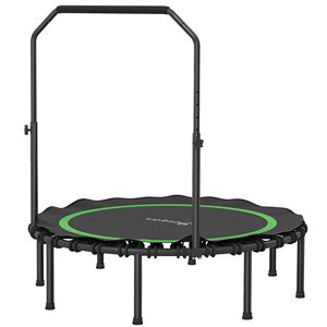 Mini Trampolín Plegable de 48 Pulgadas con Barra Ajustable, Verde, para Uso en Interiores y Exteriores, Apto para Adultos - Product Image 1