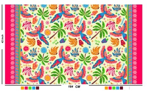 Pareo de Playa Ligero para Mujer con Estampado de Frutas Tropicales y Loros, Estilo Falda de Bikini, 1 Pieza - Product Image 2