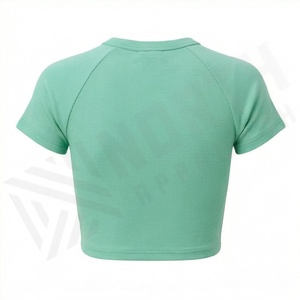 เสื้อยืดคอตตอนทรงบ็อกซี่พิมพ์โลโก้ตามสั่งสำหรับผู้หญิง เสื้อครอปแขนสั้น เสื้อยืดผู้หญิง เสื้อผ้ากีฬาแฟชั่น เสื้อยืดออกกำลังกาย - Product Image 2