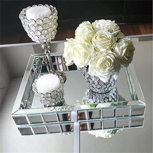 <b>Mirrored</b> Glass Storage <b>Tray</b> Rectangle Modern Design Easy To Clean Table Use Single Tier Polished Finish - Product Image 4