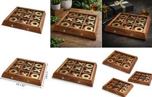 Tic Tac Toe de madera, producto artesanal de madera de 11" X 11", tablero de madera, juegos de mesa de madera, decoración para el hogar, artículo utilitario, decoración náutica - Product Image 3