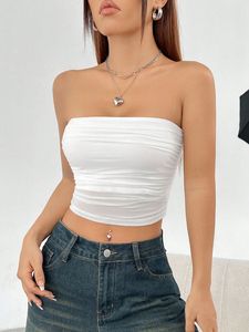 Top Corto de Mujer sin Tirantes con Estampado de Puntos Blancos, Estilo Bandeau, Tejido Elástico de Spandex y Poliéster, Ajuste Regular, Secado Rápido, Logotipo Frontal, 1 Pieza - Product Image 3