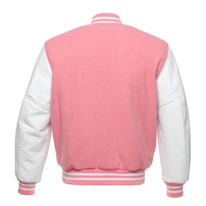 เสื้อแจ็คเก็ตเบสบอล PIHA SPORTS สีชมพู ทำจากผ้าขนสัตว์แท้ ปรับแต่งได้ตามต้องการ พร้อมวัสดุแขนเสื้อแบบพิเศษ - กันน้ำและกันลม สำหรับผู้ชายในฤดูหนาว - Product Image 3