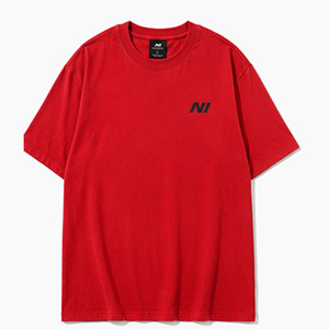 T-shirt en coton rouge surdimensionné pour homme, style streetwear, col rond, manches courtes, avec logo imprimé sur le devant, vente en gros OEM - Product Image 5