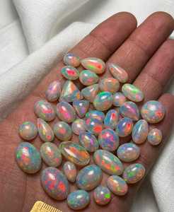 Opale d'Éthiopie naturelle, cabochon, pierre précieuse en vrac, taille ovale, jeu de couleurs multibrillantes, certifiée par un tiers, pour la fabrication de bijoux - Product Image 3