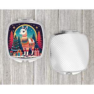 Miroir de maquillage de voyage décoratif de Noël Llama compact pour femmes et filles Poche pliante à main-Cadeau - Product Image 4