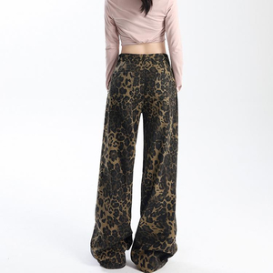 Women Leopard Print Wide Leg Jeans Baggy Y2K Streetwear Loose Fit <b>Animal</b> Print Denim Pants Vintage Style Cheetah print Jeans - Product Image 2