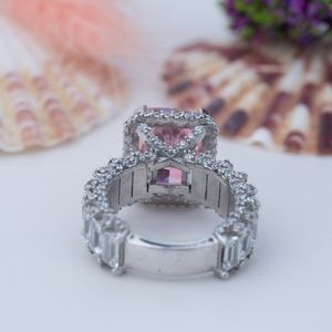 Anillos de Lujo Personalizados de Plata de Ley 925 Pahal Jewels KILO457 para Mujer, Chapados en Rodio Rosa y Azul, con Circonitas Cúbicas Rectangulares Grandes - Product Image 3