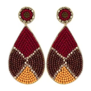 Pendientes de guante de boxeo hechos a mano con cuentas, pendientes largos con borlas de patrón retro, pendientes colgantes coloridos con cuentas en forma de lágrima para - Product Image 2