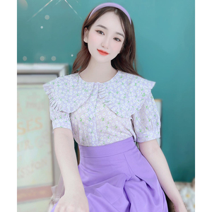 เสื้อผู้หญิงขายส่งลายดอกไม้สีสันสดใส แขนสั้น คอจีบ ติดกระดุมด้านหน้า เหมาะสำหรับเป็นของขวัญวันแม่ และสำหรับร้านค้าบูติก - Product Image 6