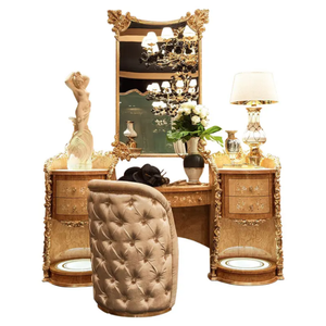 Classic Baroque Style Royal Dresser <b>Table</b> Mahogany Hand-Carved Gold Luxury <b>Vanity</b> <b>Table</b> <b>Mirror</b> Master for Bedroom Resort Villa - Product Image 6
