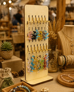 Présentoir à boucles d'oreilles rustique classique en forme de ruche avec étagères en verre LCD, taille personnalisable pour organisateur fonctionnel d'exposition - Product Image 5
