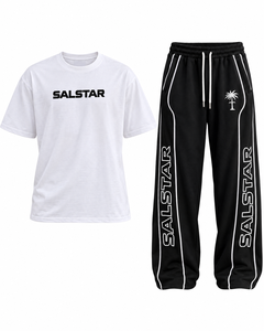 Ensemble de survêtement décontracté personnalisé pour homme, t-shirt et pantalon de jogging, noir et blanc, streetwear, ensemble de vêtements de sport 2 pièces avec logo personnalisé - Product Image 1