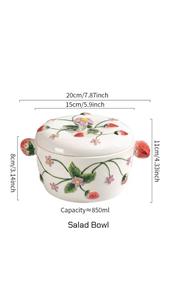 Vajilla de Cerámica Esmaltada con Diseño de Fresas en Relieve, Pintada a Mano, Reutilizable, Ecológica y de Alta Calidad, para Uso Doméstico, Regalo para Fiestas - Product Image 6