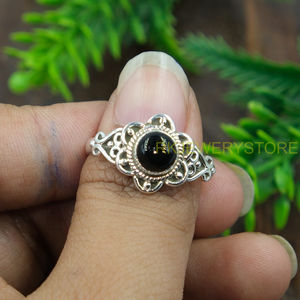 Anillo de ónix negro, anillo de plata de ley 925, anillo de piedra negra, anillo de diseño hecho a mano, anillos de compromiso de boda para mujer, regalo de Navidad - Product Image 4