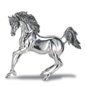Statue de cheval moderne en aluminium coulé, sculpture décorative métallique d'un cheval au galop, pour les intérieurs élégants. - Product Image 6