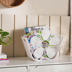 Panier de rangement en corde de papier tressé écologique en forme de fleur, panier floral en papier pour chambre d'enfant, chambre de bébé - Product Image 3