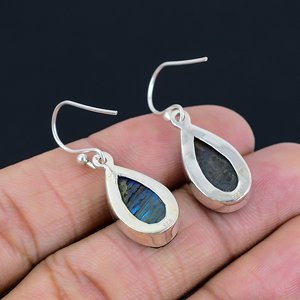 <b>Best</b> Deal 925 Sterling Silver Handcrafted Labradorite Drop Earrings Blue Flash Gemstone Healing Crystal Wedding Party Gift - Product Image 3