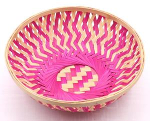 Paniers en bambou faits à la main de qualité supérieure, ensemble de 20 paniers de rangement naturels écologiques de couleur rose, vente en gros, fournisseur OEM du Vietnam - Product Image 3