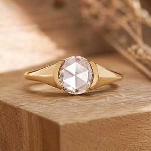 Anillo de Oro Sólido de 10K, 14K, 18K con Diamante de Laboratorio de Corte Rosa Redondo, Anillo Solitario para Novia, Certificado IGI, Color E, Claridad VS VVS - Product Image 2