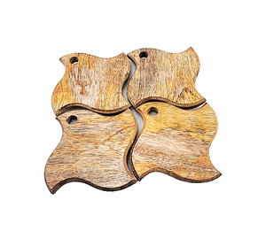 Creative New Design Mango Wood Coasters Holder 4-Piece <b>Set</b> Cup Mats for Drinks <b>Plate</b> Coaster for Beverage Tabletop Accessories - Product Image 2