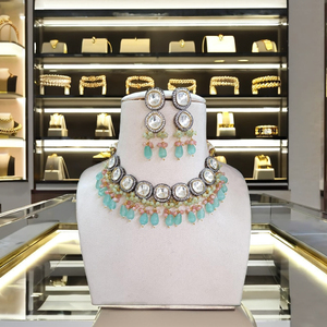 Último diseñador chapado en oro AD CZ piedra Kundan Polki collar colección indio boda fiesta desgaste conjunto de joyería para mujer - Product Image 1