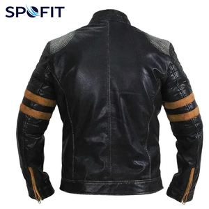 Custom Logo New Casual Vintage Genuine Leather Canvas Jacket Men Spring Outfit Design Motor Biker Front Pocket - Product Image 2