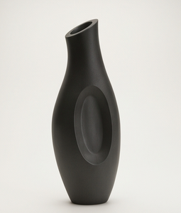 Vase à fleurs moderne en métal noir, centre de table ovale de luxe à creux, récipient décoratif pour la maison, l'hôtel, vente en gros - Product Image 3