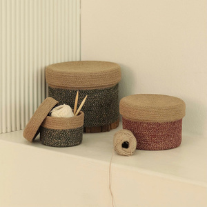 Natural Grass Braided Basket <b>Storage</b> <b>Containers</b> Handmade Design Mini Braided Seagrass Basket <b>Containers</b> Boho <b>Storage</b> OEM ODM - Product Image 6