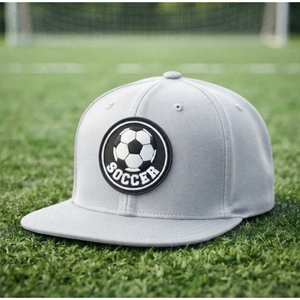 Casquette Snapback Ajustable en Coton Premium avec Visière Plate à 6 Panneaux en Caoutchouc PVC Personnalisé, Motif Football, pour Sports de Plein Air - Product Image 1