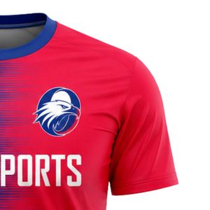 Maillot de football sublimé rouge et bleu pour homme, tenue de sport à manches courtes pour équipe, uniforme de compétition, entraînement en extérieur - Product Image 6
